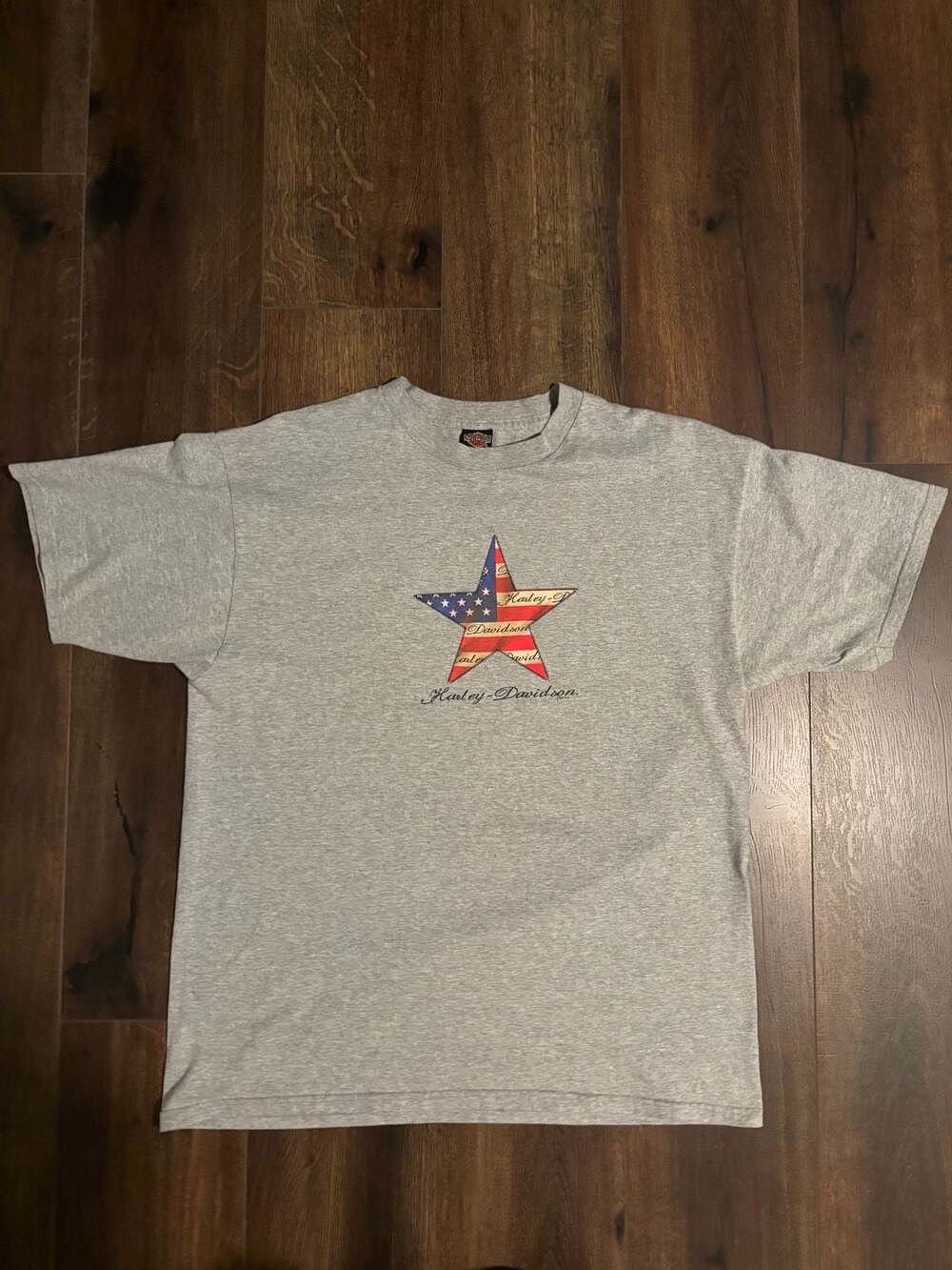 Harley-Davidson T-Shirt Gray Star US Flag Wisconsin Dells